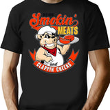 Old Row Smokin Meats and Clappin Cheeks BBQ Premium Heavyweight Cotton T-Shirt - Black