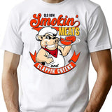 Old Row Smokin Meats and Clappin Cheeks BBQ Premium Heavyweight Cotton T-Shirt - White