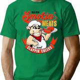 Old Row Smokin Meats and Clappin Cheeks BBQ Premium Heavyweight Cotton T-Shirt - Green