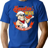 Old Row Smokin Meats and Clappin Cheeks BBQ Premium Heavyweight Cotton T-Shirt - Blue