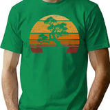 Orange Vintage Japanese Bonsai Tree Sunset T-Shirt for Men & Women, T-Shirts Graphic Tee - Green