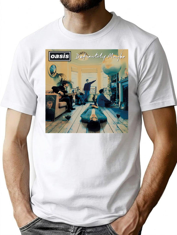 Ori Album O A S I S Definitely T-Shirt for Men & Women, T-Shirts Graphic Tee - White