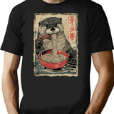 Otter Ramen Noodles Kawaii Japanese Food Art T-Shirt T-Shirt for Men & Women, T-Shirts Graphic Tee - Black