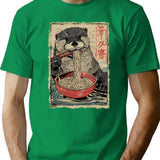 Otter Ramen Noodles Kawaii Japanese Food Art T-Shirt T-Shirt for Men & Women, T-Shirts Graphic Tee - Green