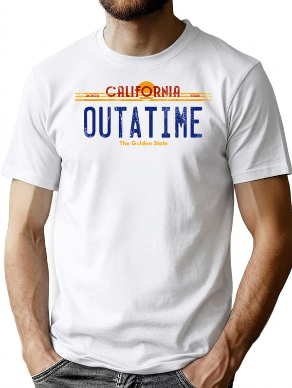 Outatime T-Shirt for Men & Women, T-Shirts Graphic Tee - White