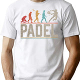 Padel Evolution Of Man Vintage Funny Padel Player T-Shirt for Men & Women, T-Shirts Graphic Tee - White