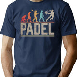 Padel Evolution Of Man Vintage Funny Padel Player T-Shirt for Men & Women, T-Shirts Graphic Tee - Navy