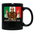 Papa Leone Xiv Italy Flag Cardinal Robert Prevost Pope Leo 14 Black Coffee Mug - Black
