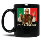 Papa Leone Xiv Italy Flag Cardinal Robert Prevost Pope Leo 14 Black Coffee Mug
