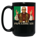 Papa Leone Xiv Italy Flag Cardinal Robert Prevost Pope Leo 14 Black Coffee Mug