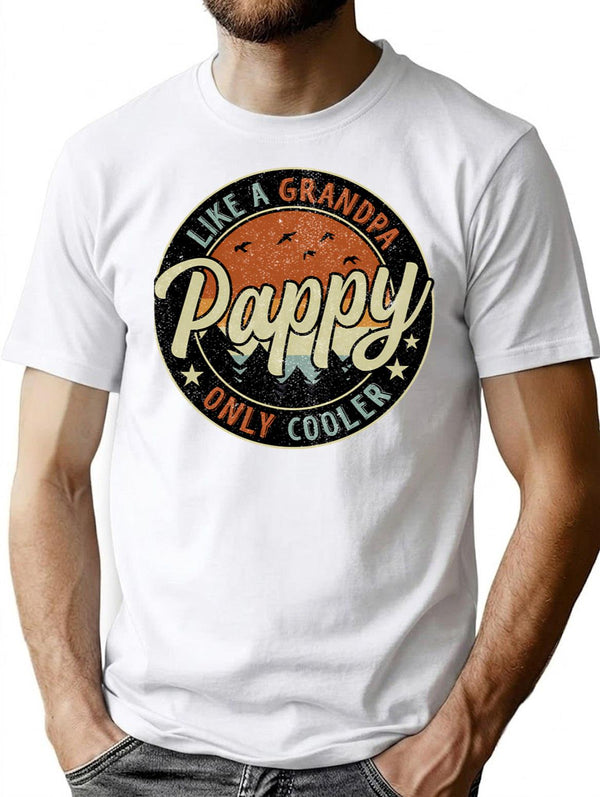 Pappy Like A Grandpa Only Cooler Vintage Retro T-Shirt for Men & Women, T-Shirts Graphic Tee - White