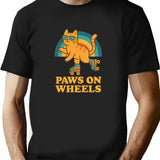 Paws On Wheels T-Shirt for Men & Women, T-Shirts Graphic Tee - Black