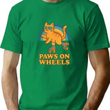 Paws On Wheels T-Shirt for Men & Women, T-Shirts Graphic Tee - Green