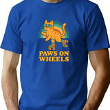 Paws On Wheels T-Shirt for Men & Women, T-Shirts Graphic Tee - Blue