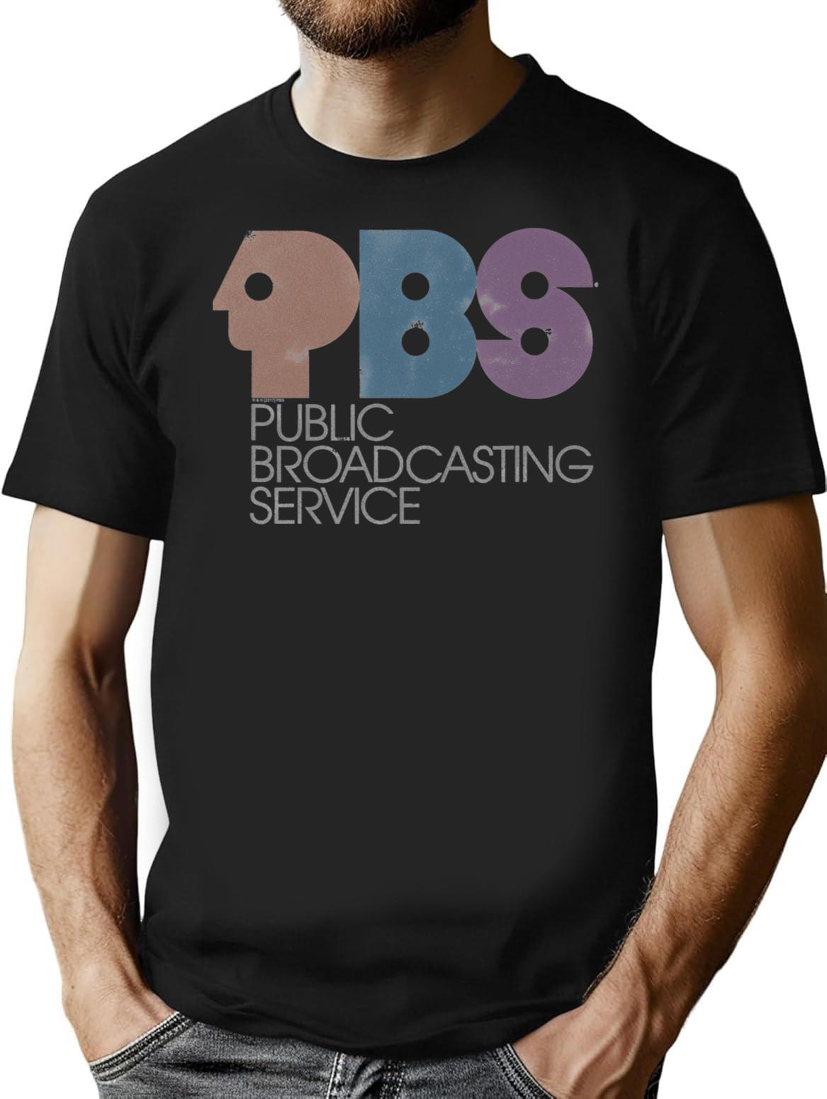 Pbs Vintage Logo Faded T-Shirt for Men & Women, T-Shirts Graphic Tee - Black