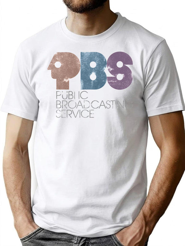 Pbs Vintage Logo Faded T-Shirt for Men & Women, T-Shirts Graphic Tee - White