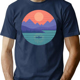 Peaceful Reflection T-Shirt for Men & Women, T-Shirts Graphic Tee - Navy