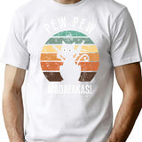 Pew Pew Crazy Cat Madafakas Vintage T-Shirt for Men & Women, T-Shirts Graphic Tee - White