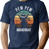 Pew Pew Crazy Cat Madafakas Vintage T-Shirt for Men & Women, T-Shirts Graphic Tee - Navy