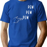 Pew Pew Pew T-Shirt for Men & Women, T-Shirts Graphic Tee - Blue