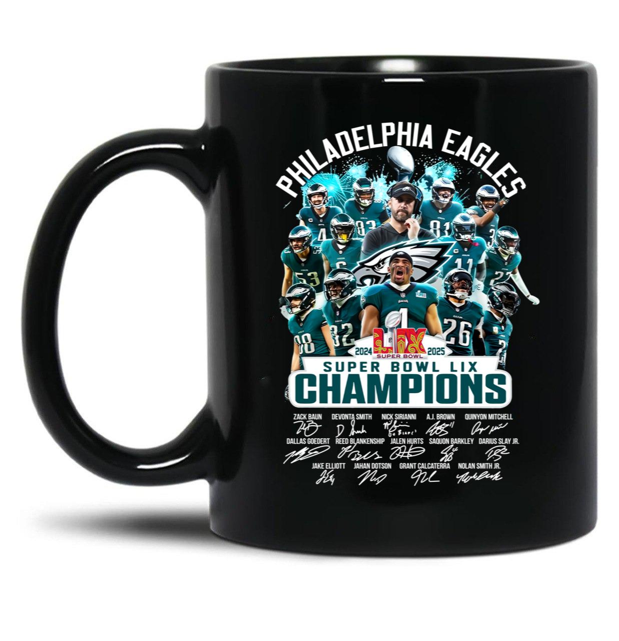 Philadelphia Eagles Super Bowl LIX 2025 Champions Black Coffee Mug, Gift Coffee Mug