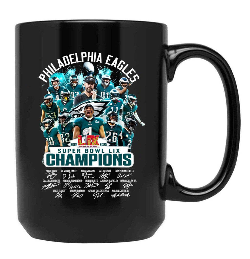 Philadelphia Eagles Super Bowl LIX 2025 Champions Black Coffee Mug, Gift Coffee Mug