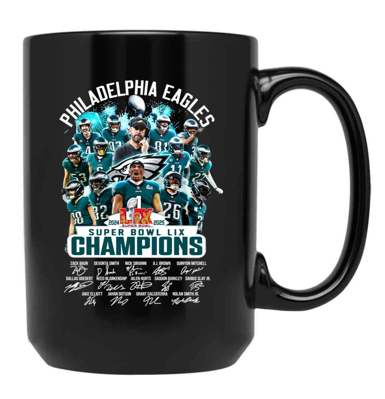 Philadelphia Eagles Super Bowl LIX 2025 Champions Black Coffee Mug, Gift Coffee Mug