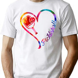 Pickleball Heart T-Shirt for Men & Women, T-Shirts Graphic Tee - White