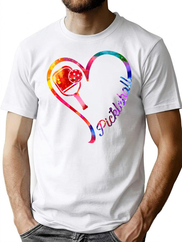 Pickleball Heart T-Shirt for Men & Women, T-Shirts Graphic Tee - White