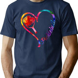 Pickleball Heart T-Shirt for Men & Women, T-Shirts Graphic Tee - Navy