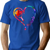 Pickleball Heart T-Shirt for Men & Women, T-Shirts Graphic Tee - Blue