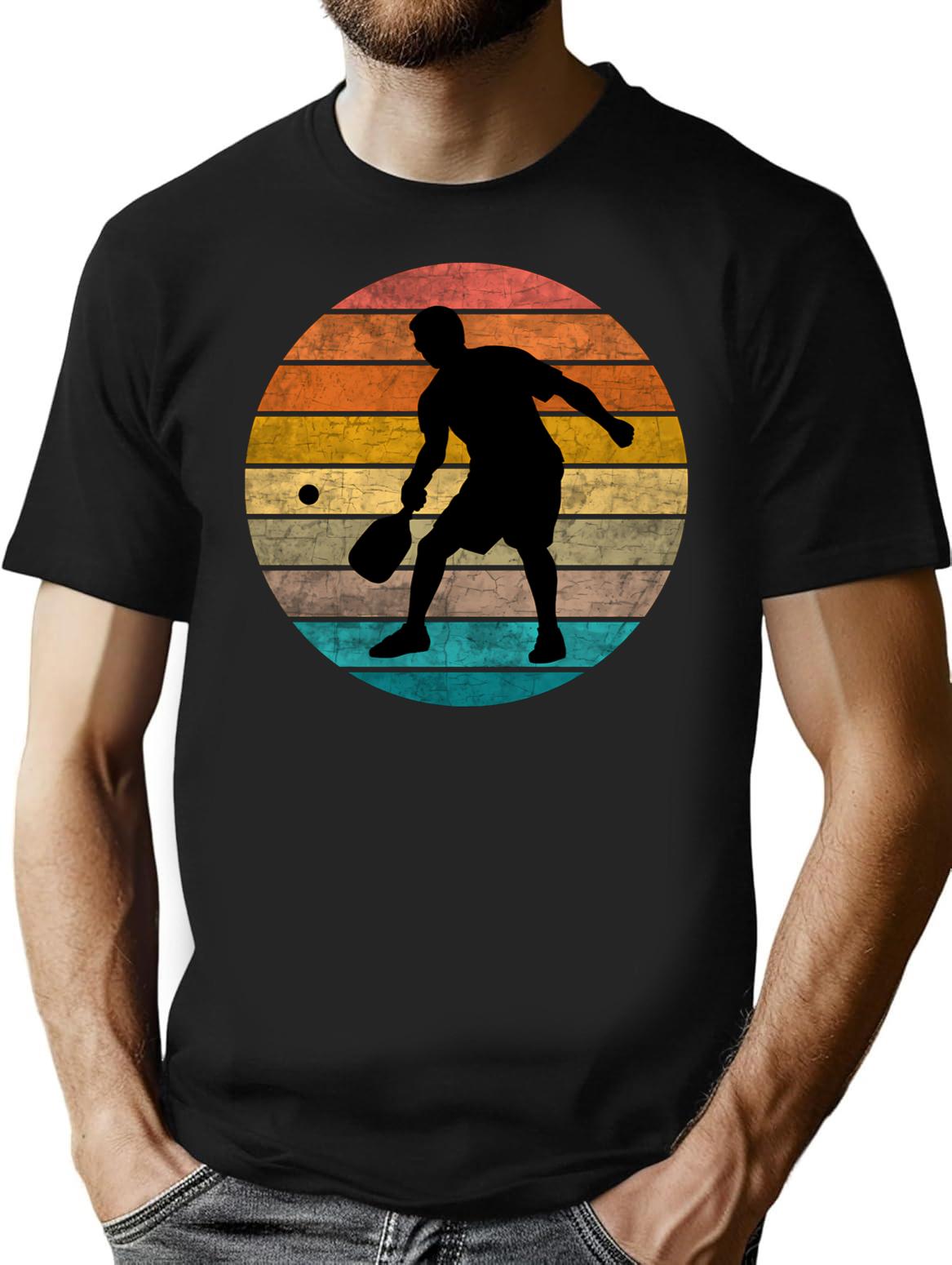 Pickleball Vintage Distressed Retro Player (2) T-Shirt for Men & Women, T-Shirts Graphic Tee - Black