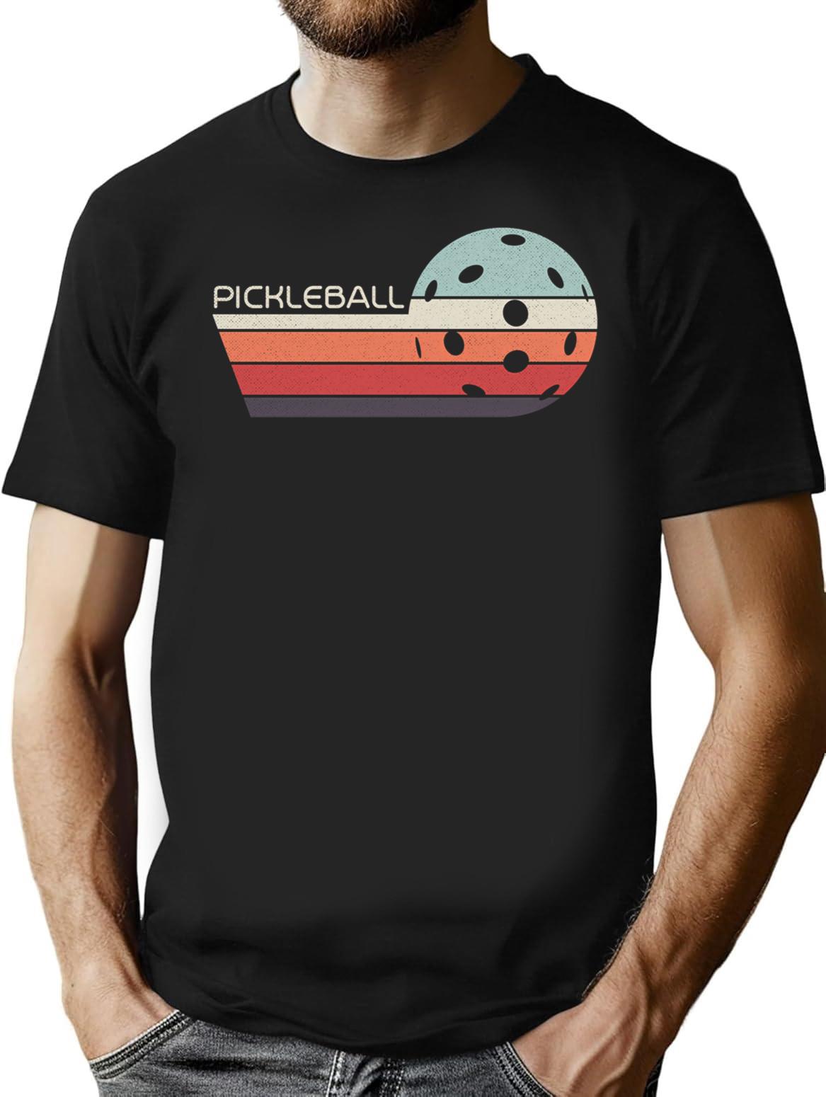 Pickleball Vintage Distressed Retro Player T-Shirt for Men & Women, T-Shirts Graphic Tee - Black