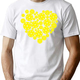 Pickleball Yellow Heart Retro Player T-Shirt for Men & Women, T-Shirts Graphic Tee - White