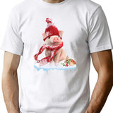 Pig Cute Welcome Merry Christmas T-Shirt for Men & Women, T-Shirts Graphic Tee - White