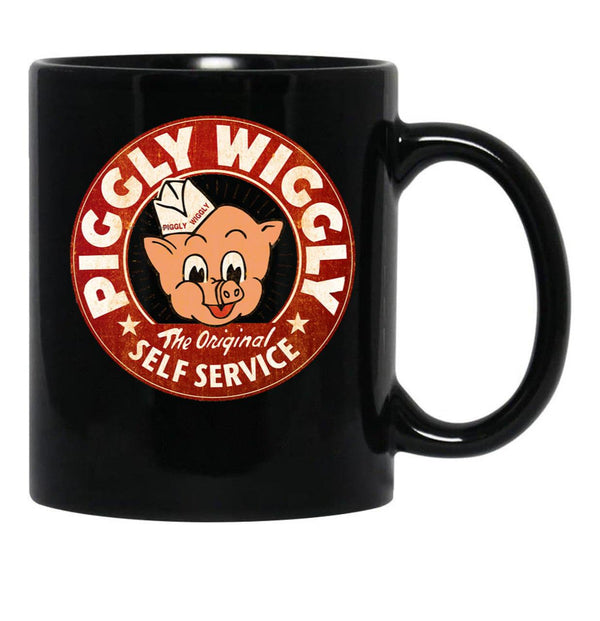 Piggly Wiggly Self Service Worn 4677 Black Coffee Mug, Gift Coffee Mug - Black