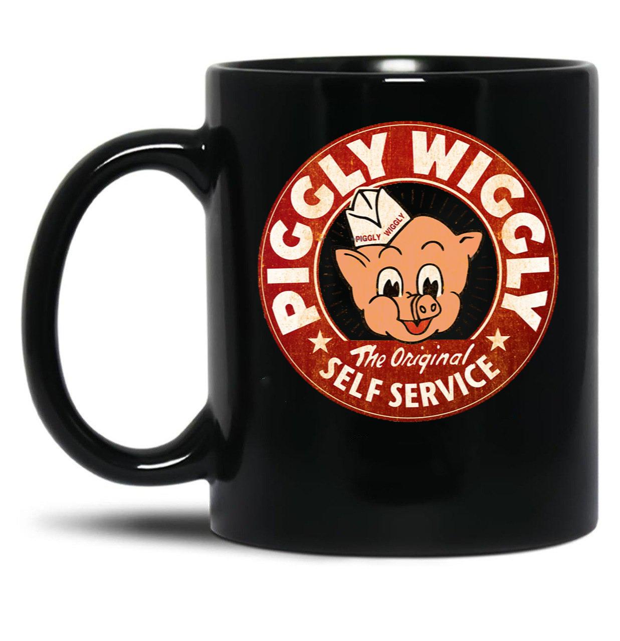 Piggly Wiggly Self Service Worn 4677 Black Coffee Mug, Gift Coffee Mug