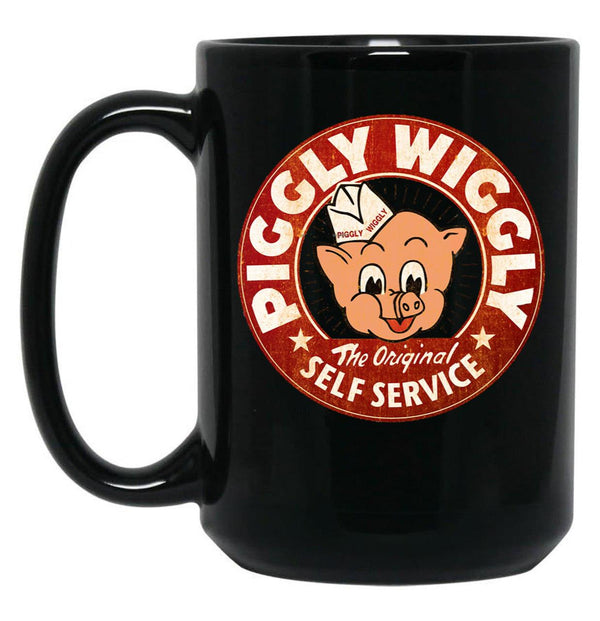 Piggly Wiggly Self Service Worn 4677 Black Coffee Mug, Gift Coffee Mug - Black
