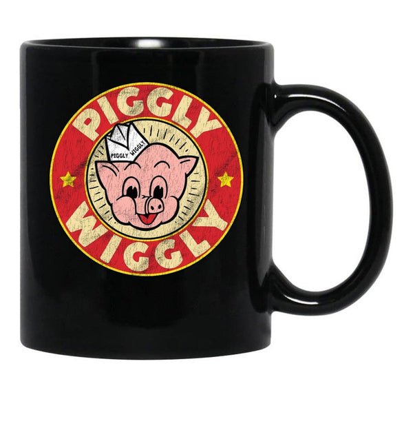 Piggly Wiggly Vintage Retro Black Coffee Mug, Gift Coffee Mug - Black