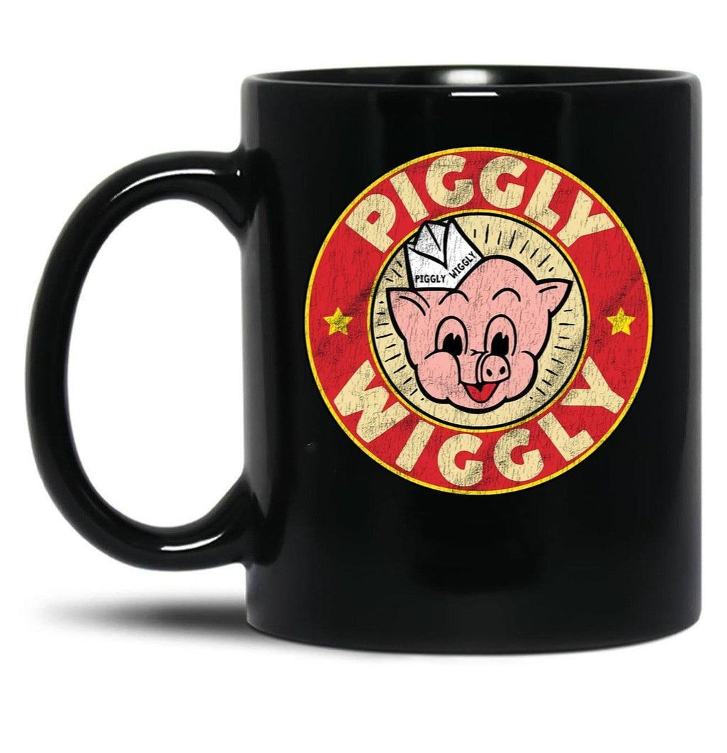 Piggly Wiggly Vintage Retro Black Coffee Mug, Gift Coffee Mug