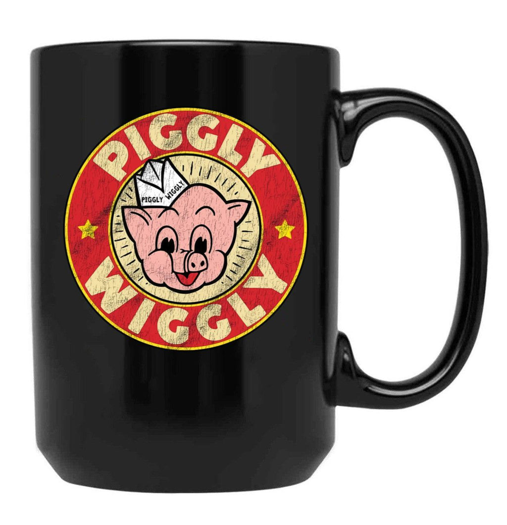Piggly Wiggly Vintage Retro Black Coffee Mug, Gift Coffee Mug