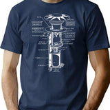 Pinball Bumper Schematic T-Shirt for Men & Women, T-Shirts Graphic Tee - Navy
