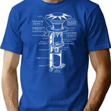 Pinball Bumper Schematic T-Shirt for Men & Women, T-Shirts Graphic Tee - Blue