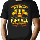 Pinball Machine Buy Happiness Funny Retro Arcade T-Shirt for Men & Women, T-Shirts Graphic Tee - Black