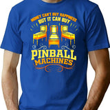 Pinball Machine Buy Happiness Funny Retro Arcade T-Shirt for Men & Women, T-Shirts Graphic Tee - Blue