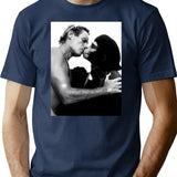 Planet Ape Kiss T-Shirt for Men & Women, T-Shirts Graphic Tee - Navy