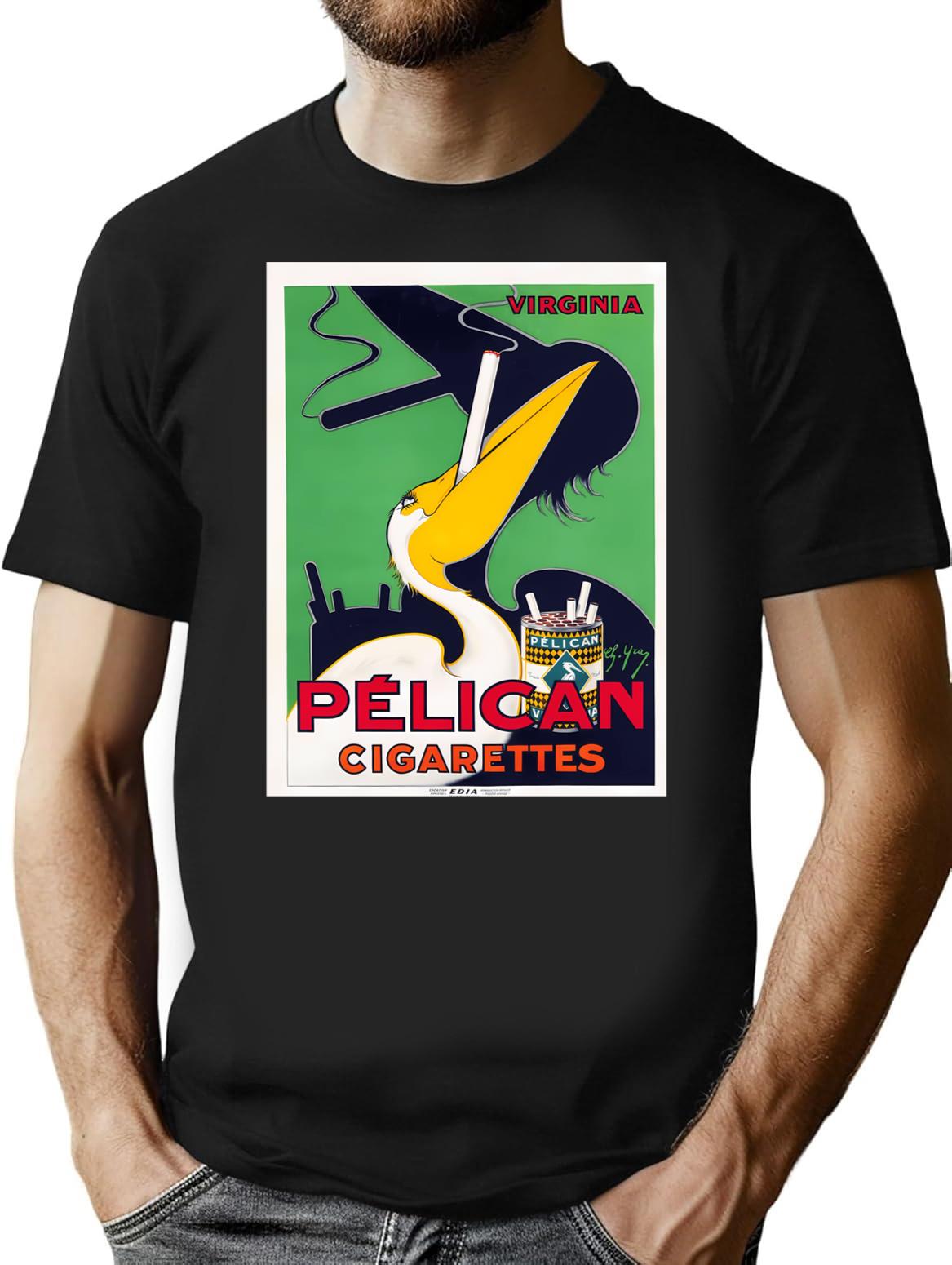 Plican Cigarettes T-Shirt for Men & Women, T-Shirts Graphic Tee - Black