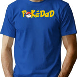 Pokedad Retro Gift for Dad Premium Heavyweight Cotton T-Shirt - Blue