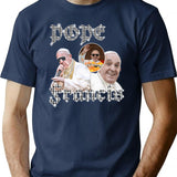 Pope Francis Vintage Rap Tee T-Shirt for Men & Women, T-Shirts Graphic Tee - Navy