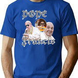 Pope Francis Vintage Rap Tee T-Shirt for Men & Women, T-Shirts Graphic Tee - Blue